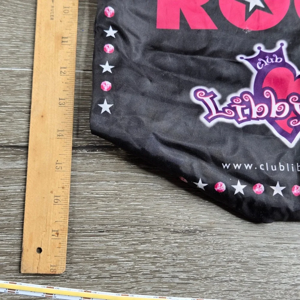 Club Libby Lu Drawstring Backpack Girls OS Black Pink Stars Rock Y2K Bag